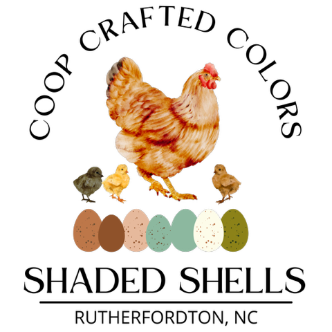 Shaded Shells hen and colorful eggs logo